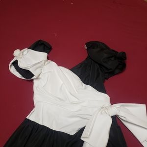 Black & White Short Sleeve Alfred Angelo Prom Dress